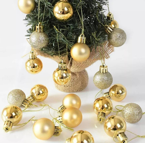 Esferas Navideñas 12pz 3 Modelos Adorno Arbol Navidad Gold