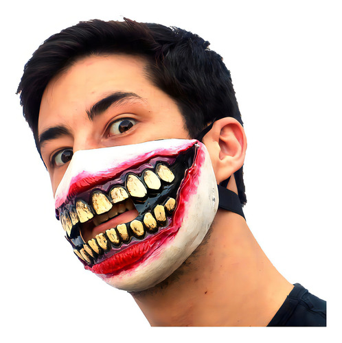 Ghoulish Productions Cubrebocas Creepy Smile Color Blanco