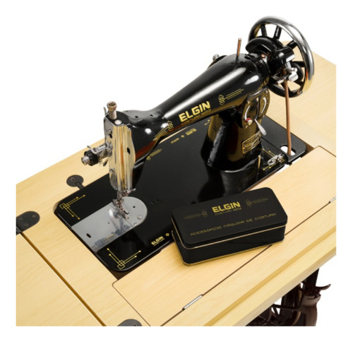 Máquina De Costura Reta Elgin B3 Pretinha Com Móvel E Pedal Máquina De Pedal Modelo Retrô