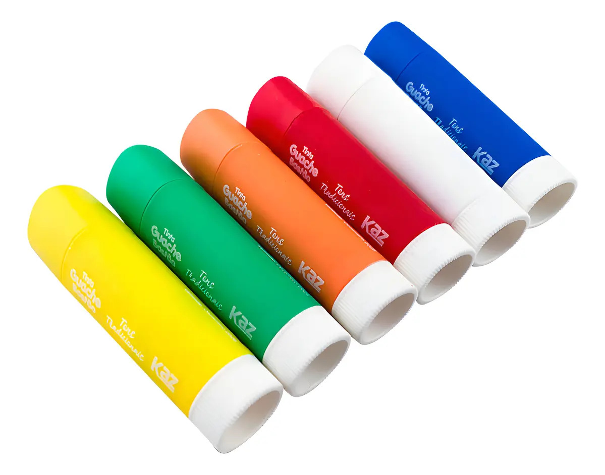 Guache Bastão de Aquarela Kaz 6 Cores Tradicional 8 mL secagem rápida