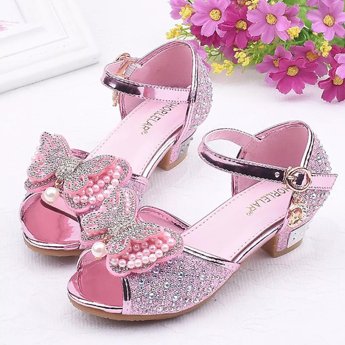 Niñas Bowknot Perla Zapatos De Tacón Alto Sandalias Princesa