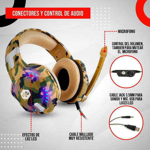 Imagen 6 de 9 de Auricular Gamer Melon Pc Ps4 Con Microfono Ajustable M5000