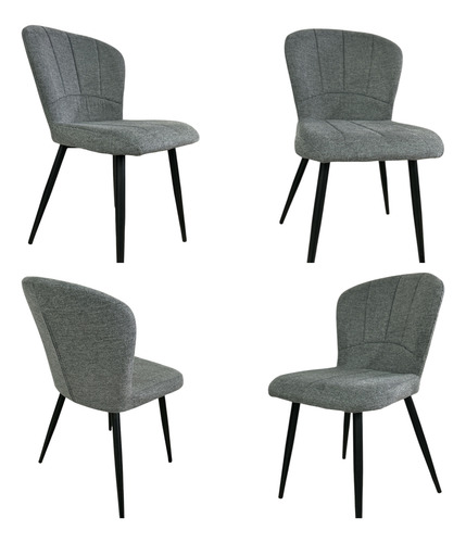 Juego Comedor Bulnes Neolith 120 Patas Negra + 4 Panama Negro Chenille Gris Oscuro
