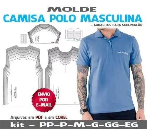 Molde Camiseta Polo Do Pp Ao Extg Em Pdf E Corel Por Email