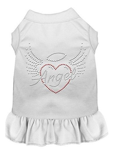 Vestido Ángel Con Corazón De Strass Blanco, Talla S