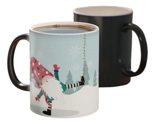 Taza Mágica Café Regalo Navidad Christmas Gnomo Bailando