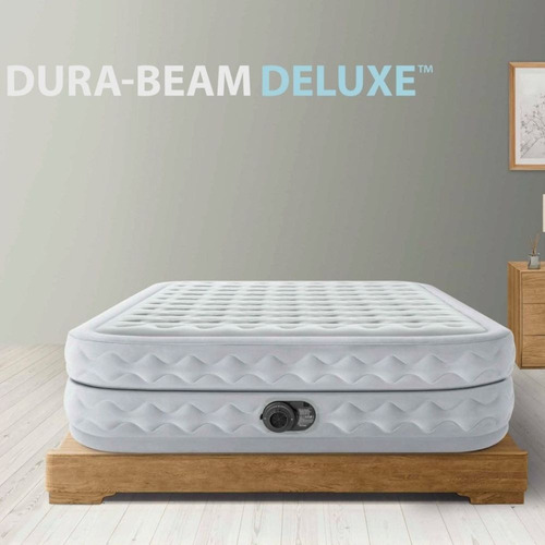 Colchão Queen Size Inflável Casal Intex Deluxe Duplo Supreme Cor Cinza 110v