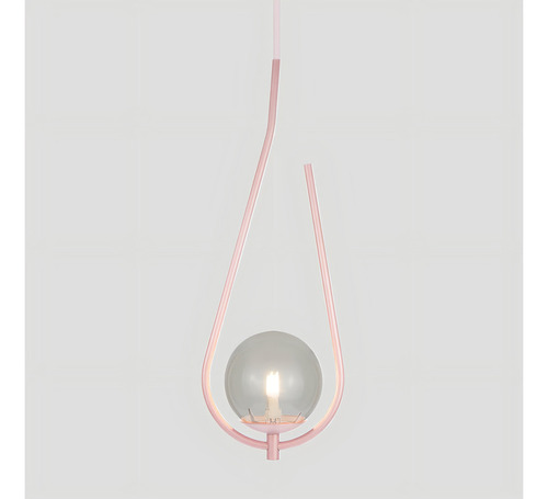 Lustre Pendente On Drop Com Globo De Vidro Estrutura Rose/ Vidro Fumê 127/220v
