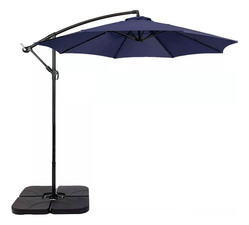 Ombrelone Guarda Sol P Praia E Jardim 3 Metros Com Base 60l Cor Azul-escuro Lisa