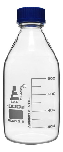 Frasco Laboratorio 1000ml(1lt) Graduado C/tapa Para Medios