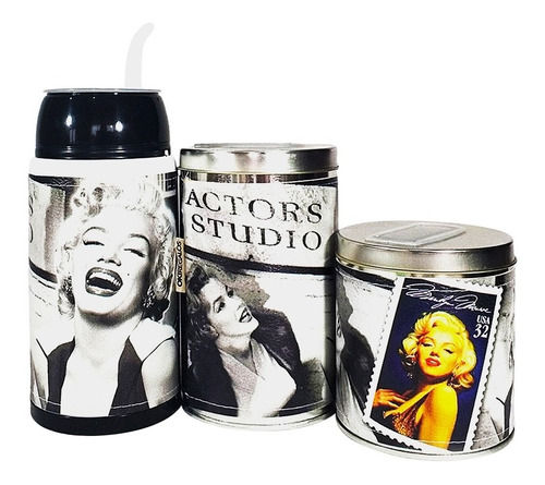 Combo  Marilyn Monroe Mate Plástico Yerberas Azucareras