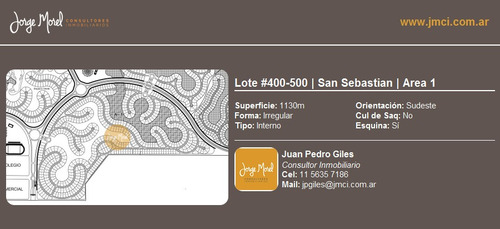 Lote Interno #400-500 - San Sebastian - Area 1 - 1130m2 #id 423