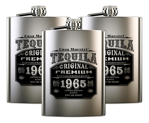 Tripack Tequila Casa Maestri Blanco (flask) 200 Ml