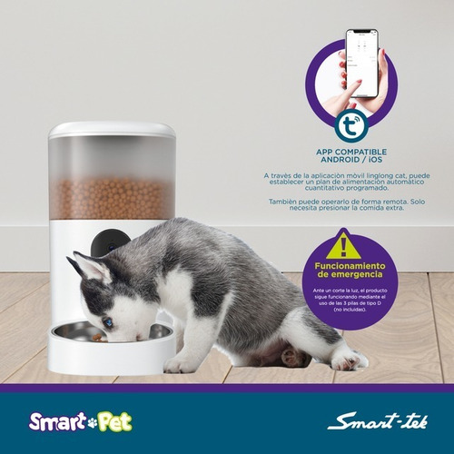 Imagen 3 de 6 de Racionador Alimentos Mascotas Voz Wifi App Pf200 Smart Tek