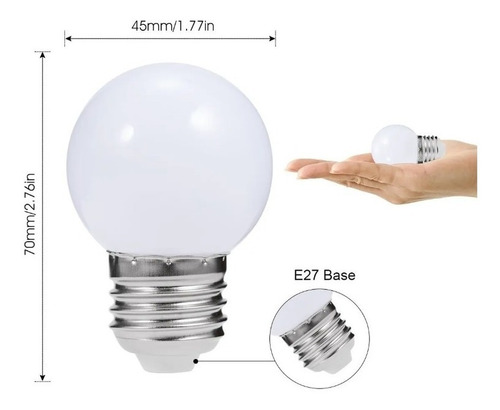 Imagen 2 de 7 de Lámpara Led Gota Opal E27 1w Luz Cálida Ideal Guirnaldas Bar Kermesse Feria