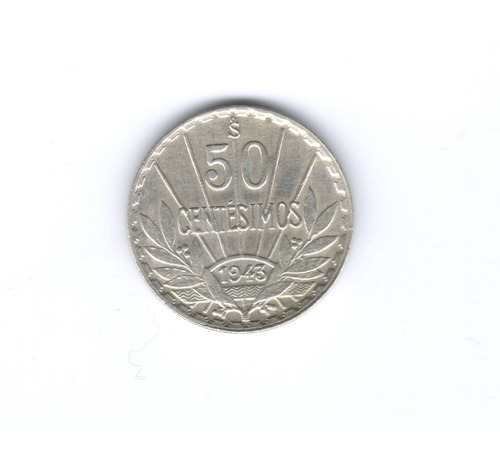 Moneda Uruguay 50 Centésimos 1943 Plata Exc+ (Usado)