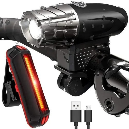 Luz Bicicleta Led Linterna Delantera+ Trasera Recargable