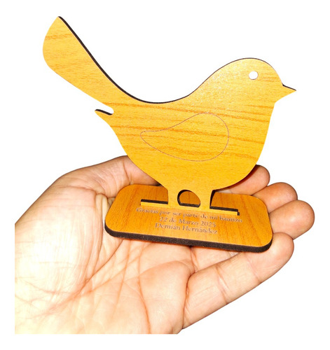 Recuerdos Para Bautizos - 12 Pajaritos De Madera Grabados