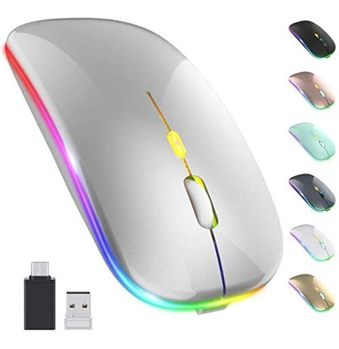 Mouse Recargable Ultra Delgado, Silencioso Inalámbrico 2.4gr