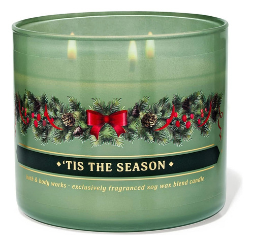 Vela Aromática De 14.5 Oz Bath And Body Works Verde Claro Tis The Season Tis The Season