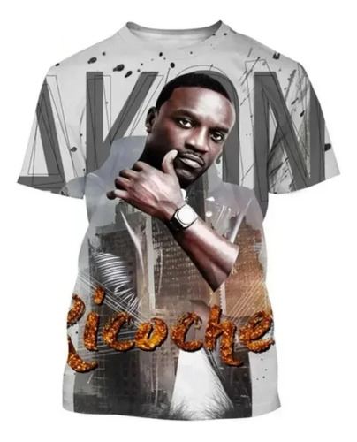 Camiseta Casual De Manga Corta Con Estampado 3d De Akon