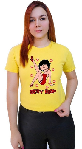 Polera Dama Estampada 100%algodon Diseño Betty Boop