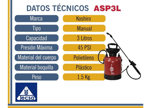 Imagen 2 de 3 de Aspersor Sanitizante 3 L Desinfectante Fumigadora Riego