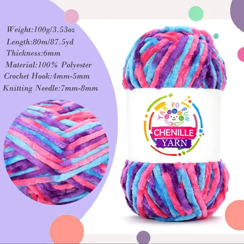 Yarfofun Rainbow Velvet Chenille De Yarfofun, Paquete De 12