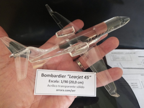 Presente Miniatura Avião Learjet 45 Esc: 1/90 (20,0cm)