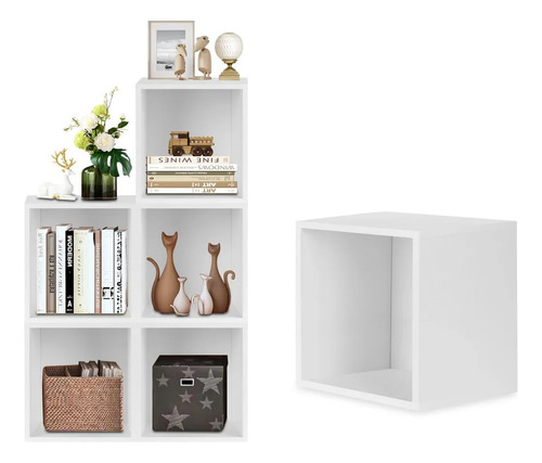 Librero Organizador Cubos Apilables De Madera Multifuncional