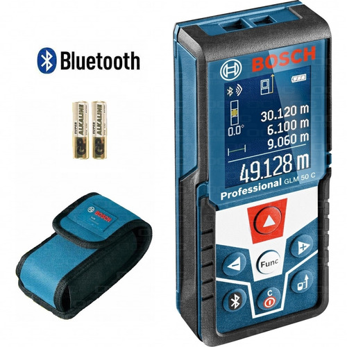 Medidor Telemetro Laser Bosch Glm 50 C Bluetooth Mide Distancia 50mts Superficie Volumen Inclinacion + Estuche