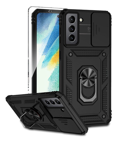 Funda Para Galaxy S21 Fe Uso Rudo Cámara Carcasa+mica Negro Samsung Galaxy S21 Fe/fan Edition