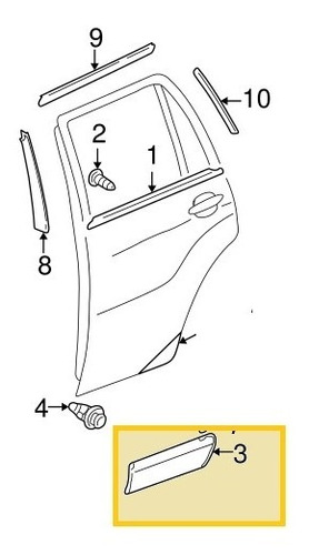 Platina Trasera Izquierda Puerta Rav4  2001 - 2005