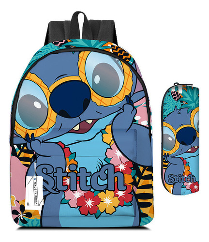 Set De Escolar Mochila Stitch Y Bolsa De Papelería2