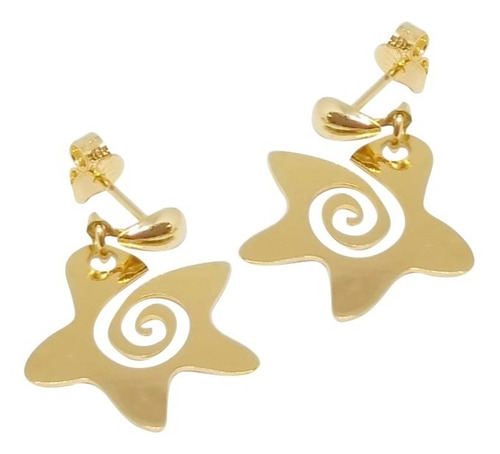 Aros Oro 18k Laminado Estrellas En Espiral Mujer Dama Nena 