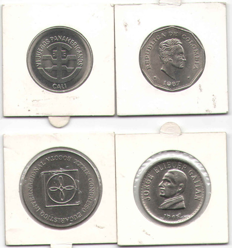 Colombia Set 4 Monedas 1 Peso, Gaitan, Juegos,congreso *unc*