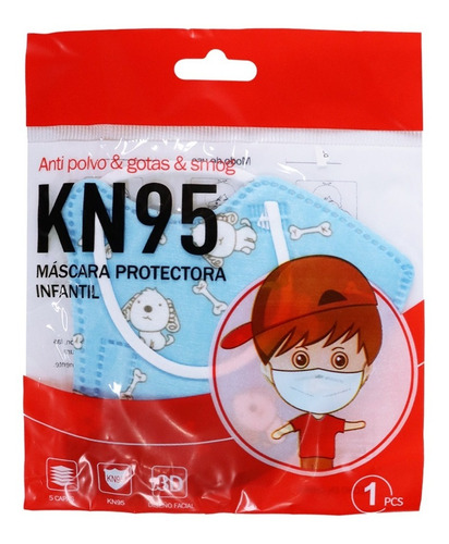 Imagen 4 de 4 de Cubrebocas Infantil Kn95 Certificado 5 Capas 20 Piezas