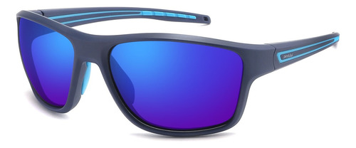 Óculos De Sol Esportivo Pesca Corrida Ciclismo Polarizado Uv Armação Azul-escuro Lente Azul