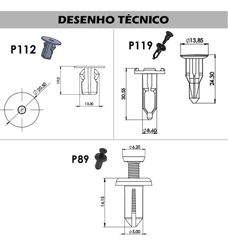 Kit Grampo Presilha 4 Pçs Parabarro Etios Hatch Sedan 14 15