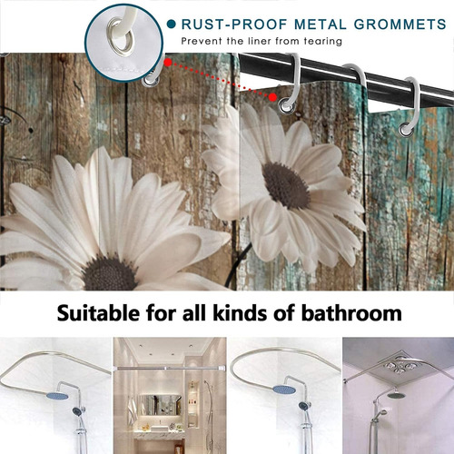 Juego De 4 Cortinas De Ducha De Flores Rústicas