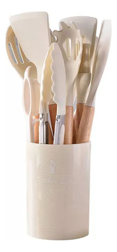 Kit De Cucharas De Silicona Rosa Con 12 Utensilios De Cocina