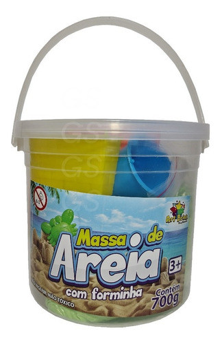 Imagem 3 de 5 de Areinha Cinética Mágica Balde 700g Com 6 Forminhas Moldável