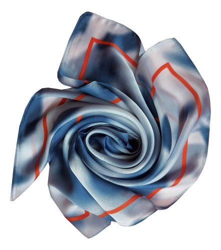 Pañuelo Silk Feeling / 70x70cm / Tie-dye Azul Linea Rojo