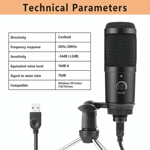 Micrófono De Grabación De Estudio Usb Micrófono Condensador