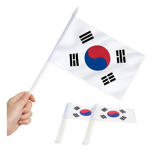 Mini Banderas Anley , Con Vara, Por 12 Unidades De Korea