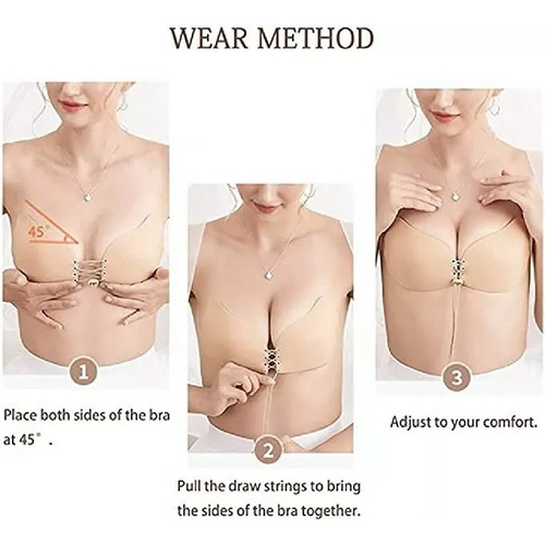 ` 2p Bra Nubra Brasier Strapless Push Up Invisible Sin