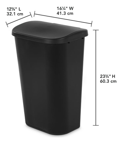 Papelera Basurero Plástico C/ Tapa Elevable 49 Ltr Sterilite