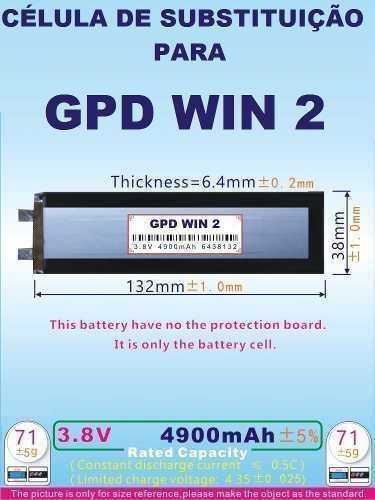 Célula Nucleo Da Bateria Para Gpd Win 2 Nova 4900mah 3.8v