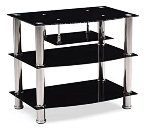 Soporte Tv Vidrio Templado 4 Estantes, Negro