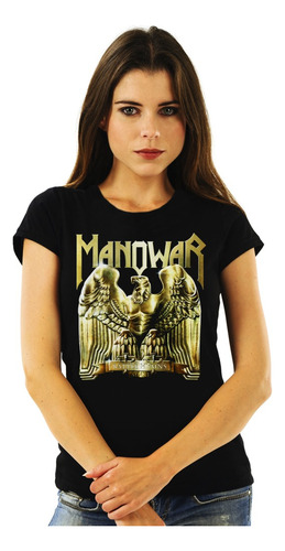 Polera Mujer Manowar Battle Hymns Gold Metal Impresión Direc